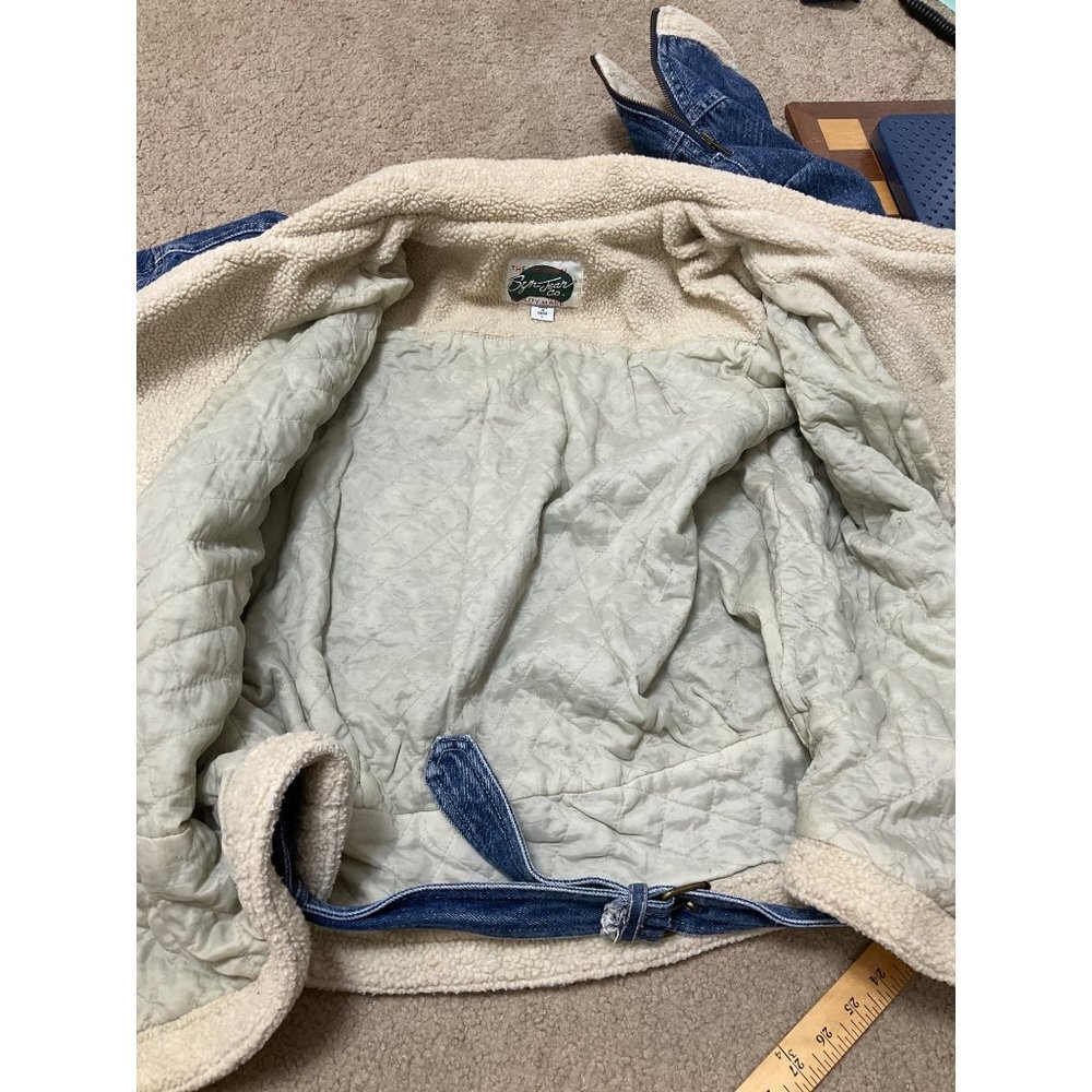 Syn Jean Vintage Aviator Flight Jean Jacket Large Womens - Picture 9 of 9